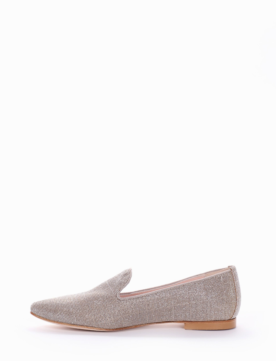 Flat shoes heel 1 cm beige tissue