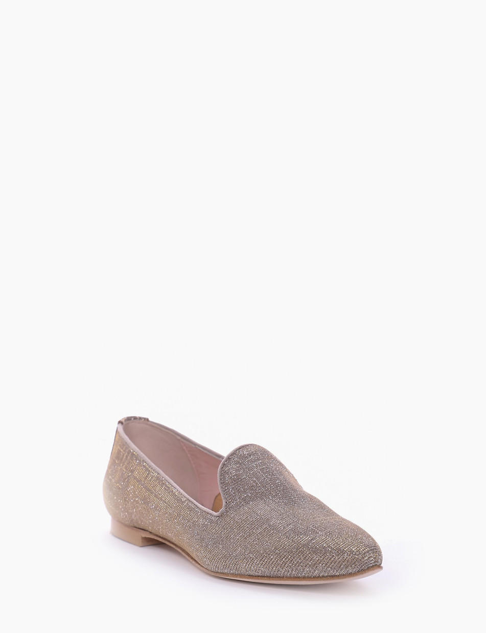 Flat shoes heel 1 cm beige tissue