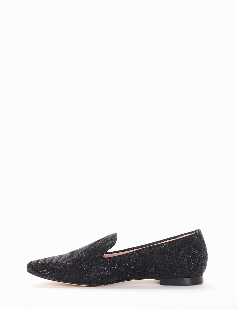 Flat shoes heel 1 cm black tissue