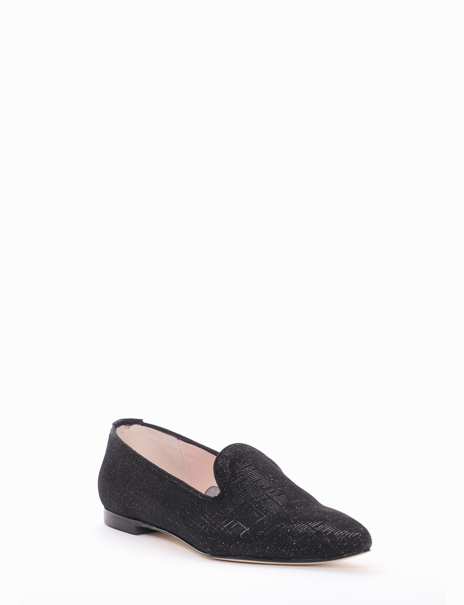 Flat shoes heel 1 cm black tissue