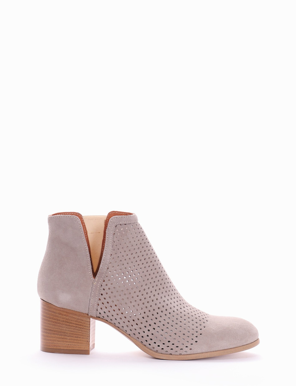 High heel ankle boots heel 5 cm beige chamois