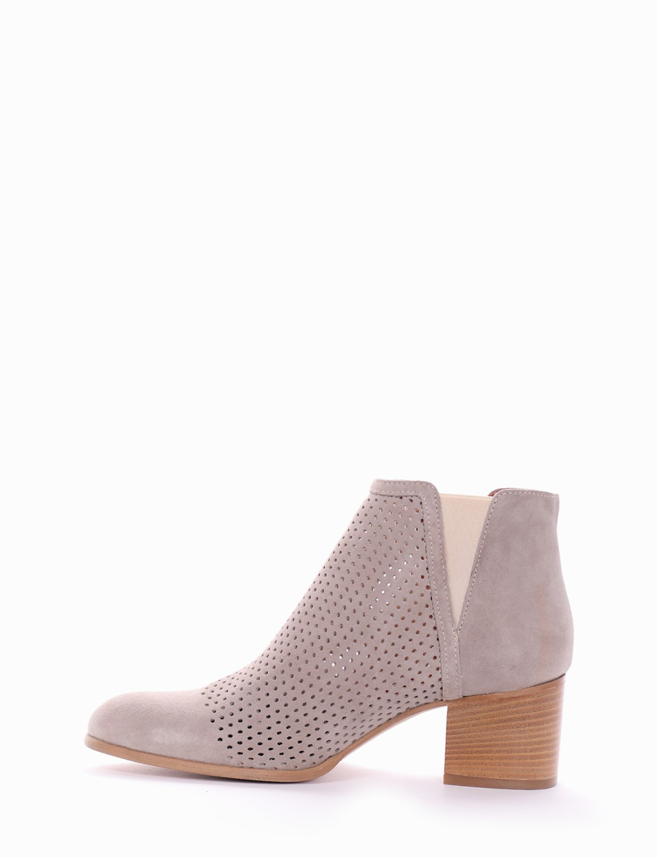 High heel ankle boots heel 5 cm beige chamois