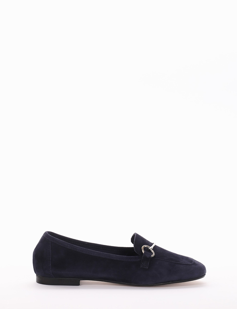 Loafers heel 1 cm blu chamois