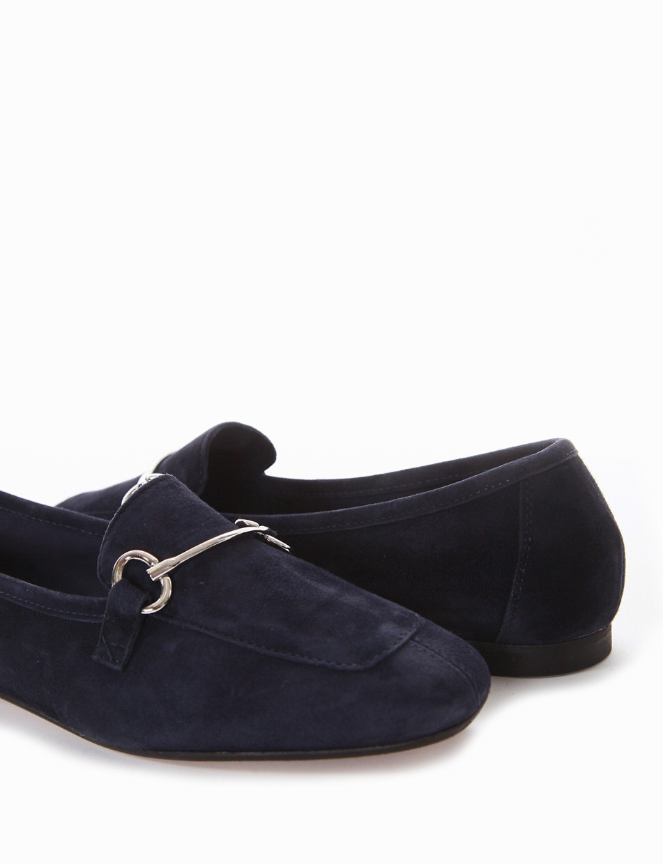 Loafers heel 1 cm blu chamois