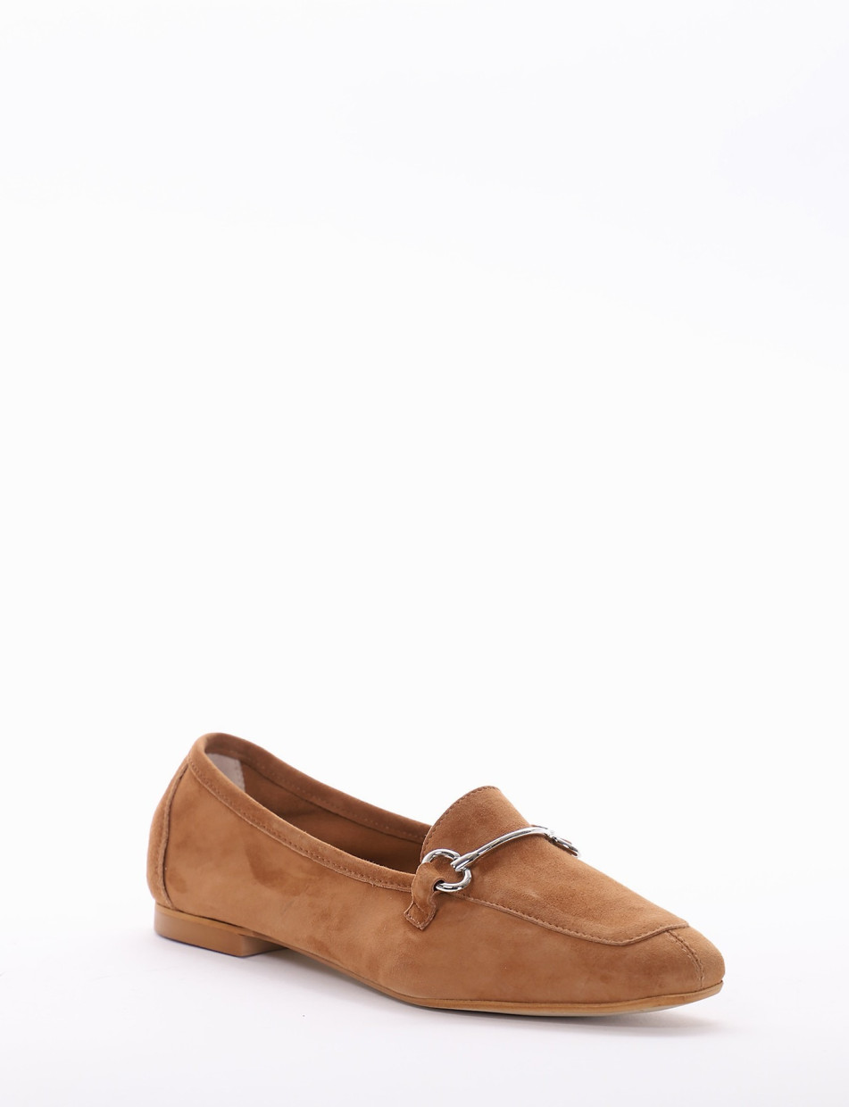 Loafers heel 1 cm brown chamois