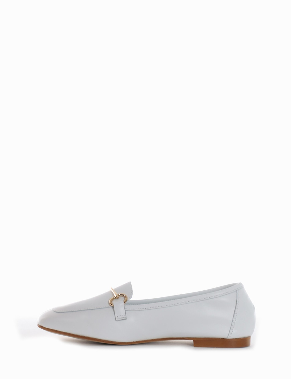 Loafers heel 1 cm white leather