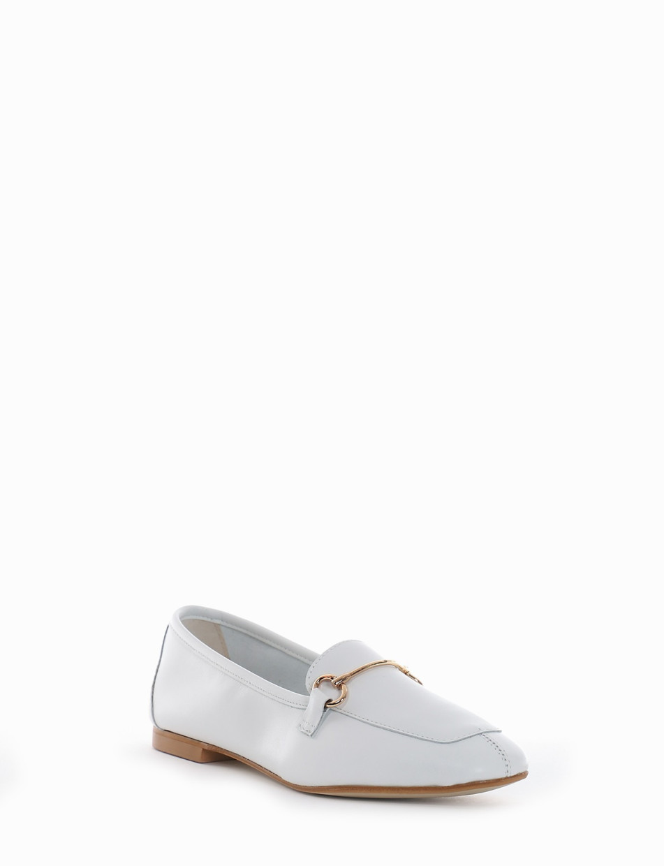 Loafers heel 1 cm white leather