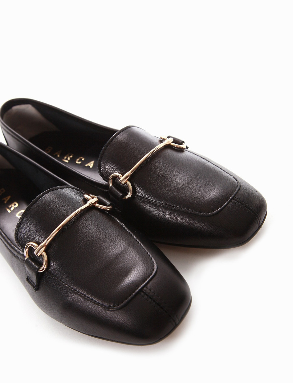 Loafers heel 1 cm black leather