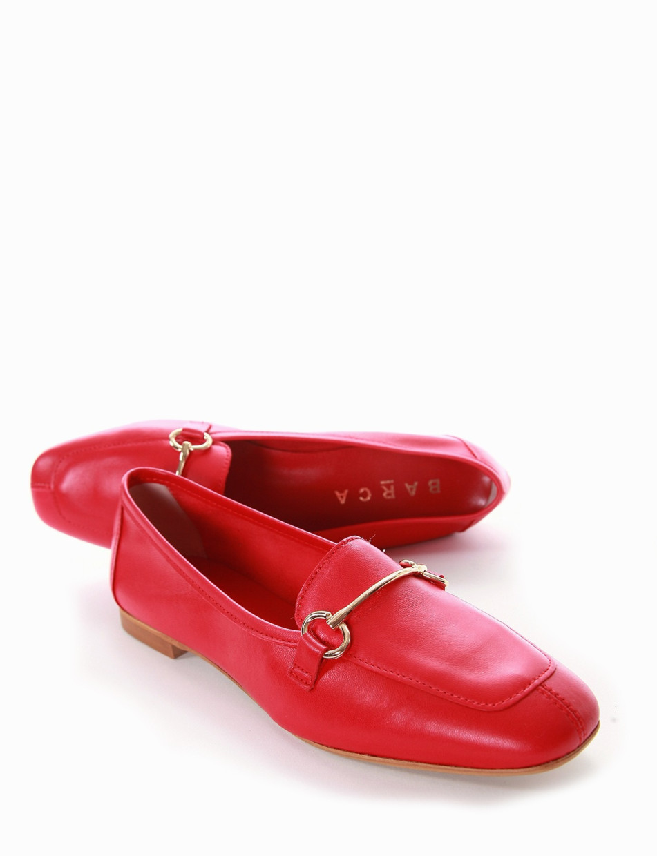 Loafers heel 1 cm red leather