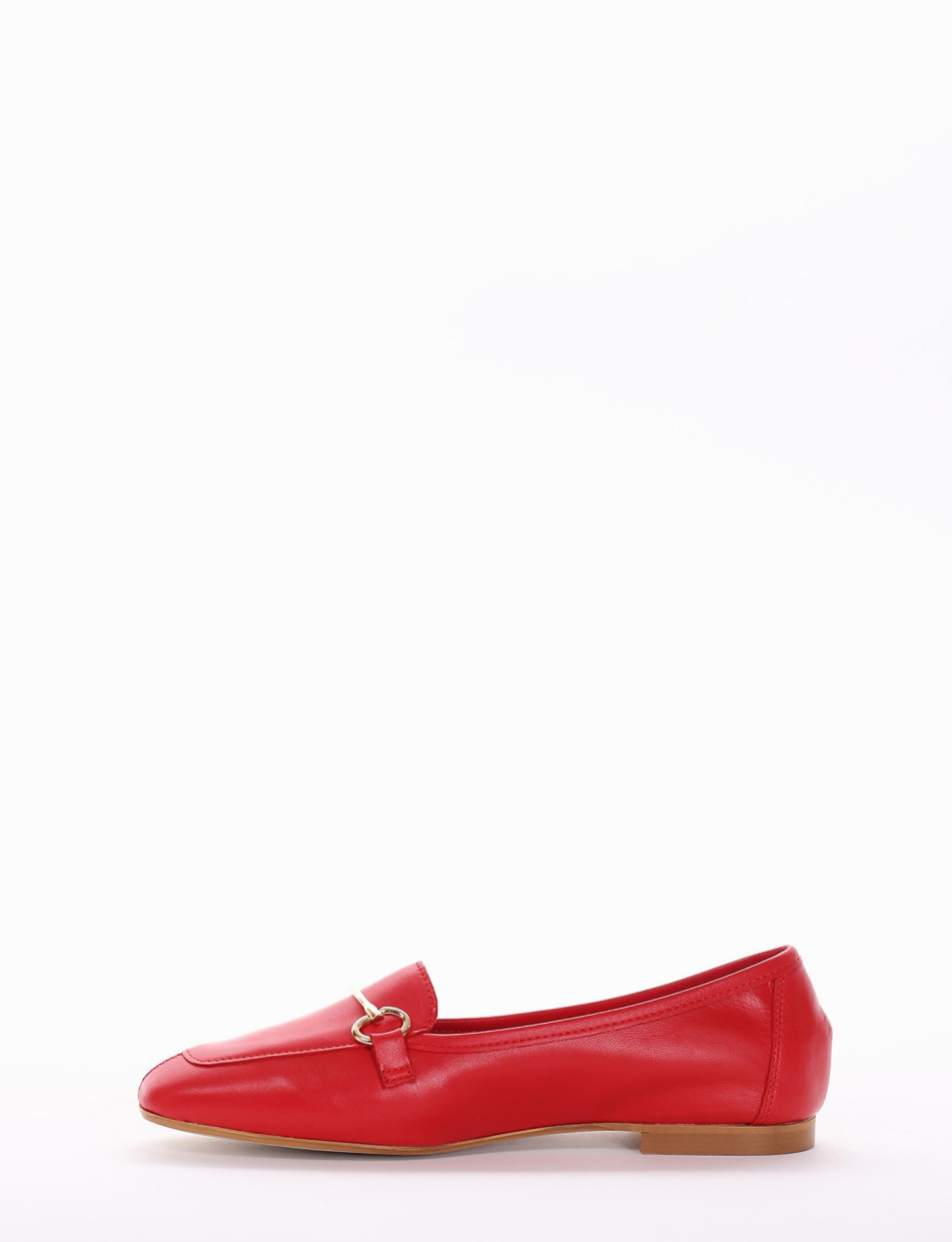 Loafers heel 1 cm red leather