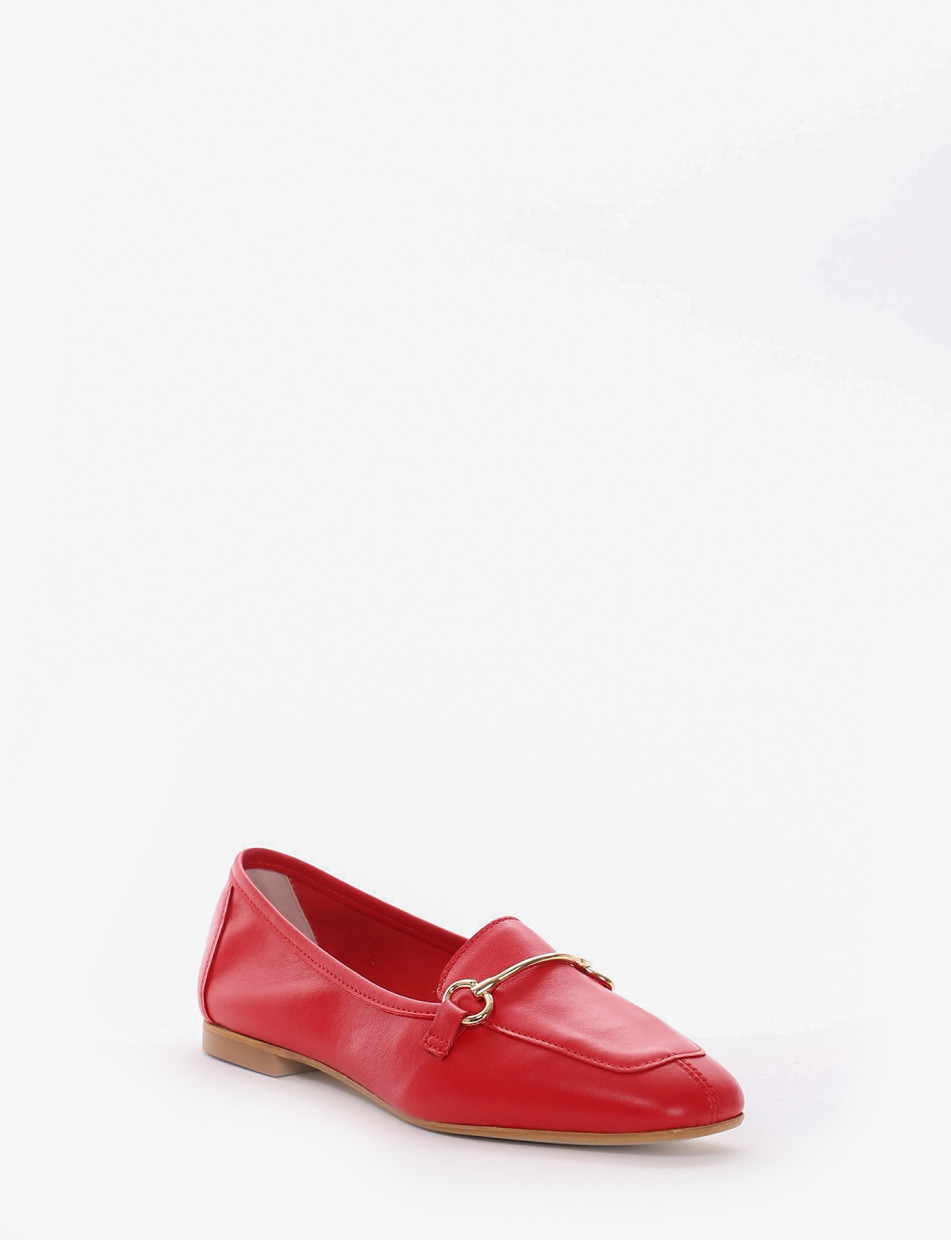 Loafers heel 1 cm red leather