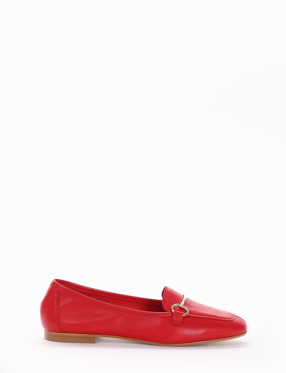 Loafers heel 1 cm red leather