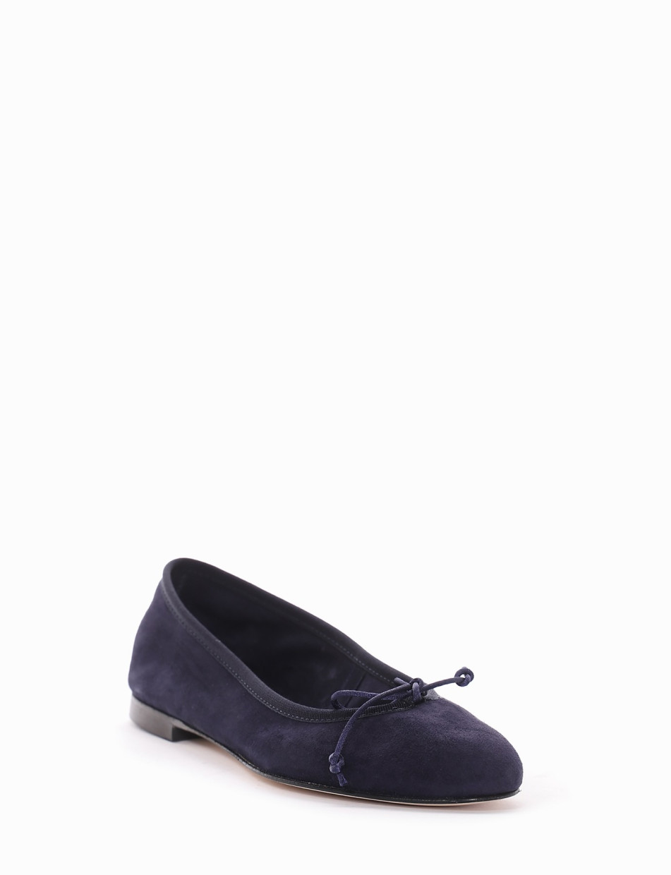 Flat shoes heel 1 cm blu chamois