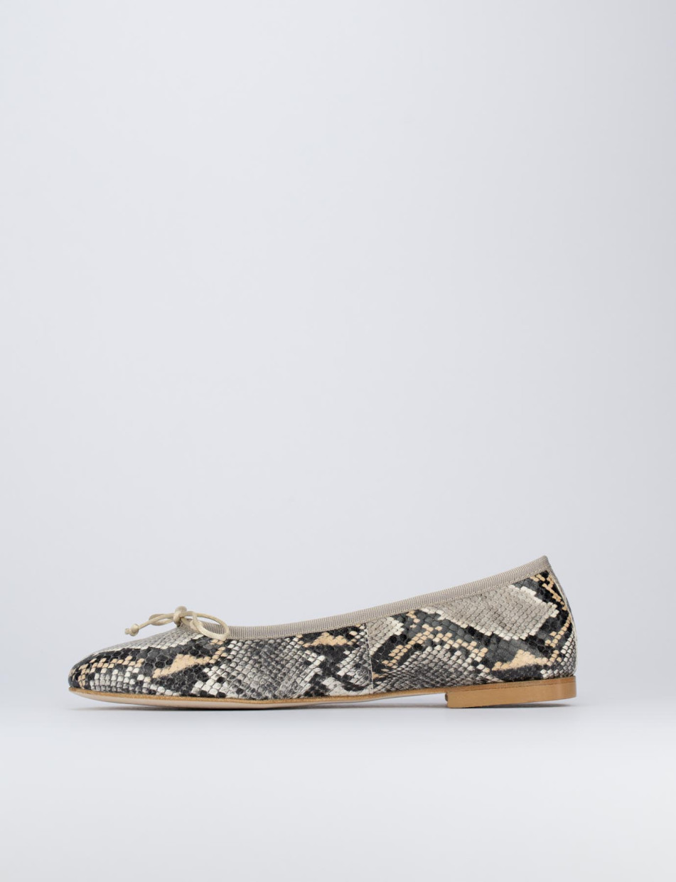 Flat shoes heel 1 cm brown python