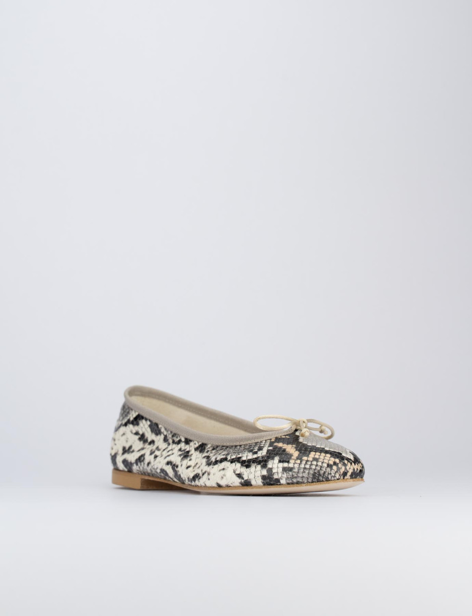 Flat shoes heel 1 cm brown python