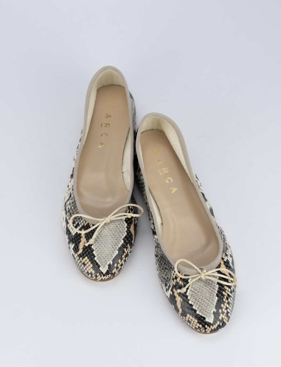 Flat shoes heel 1 cm brown python