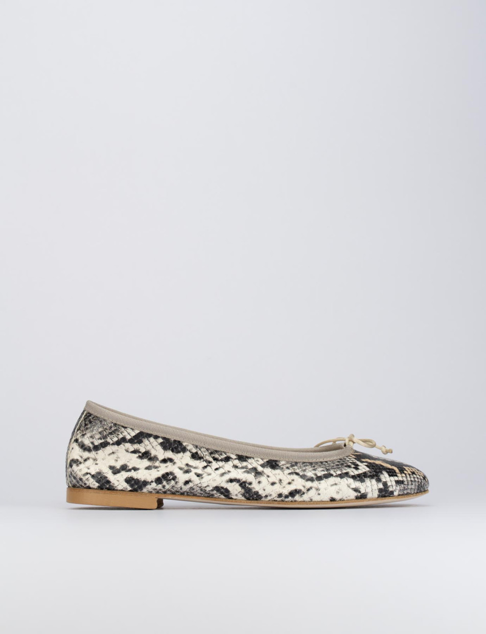 Flat shoes heel 1 cm brown python