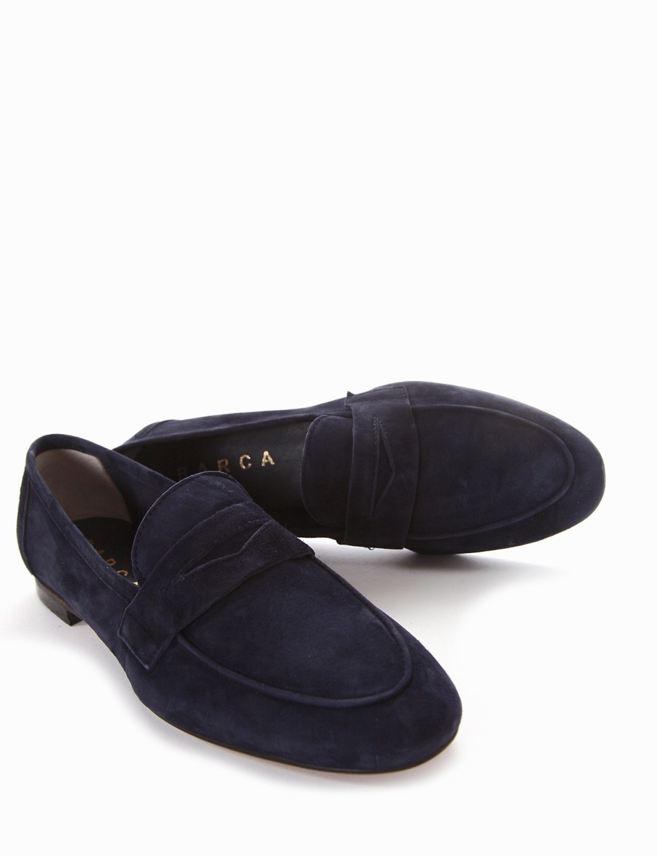 Loafers heel 1 cm blu chamois