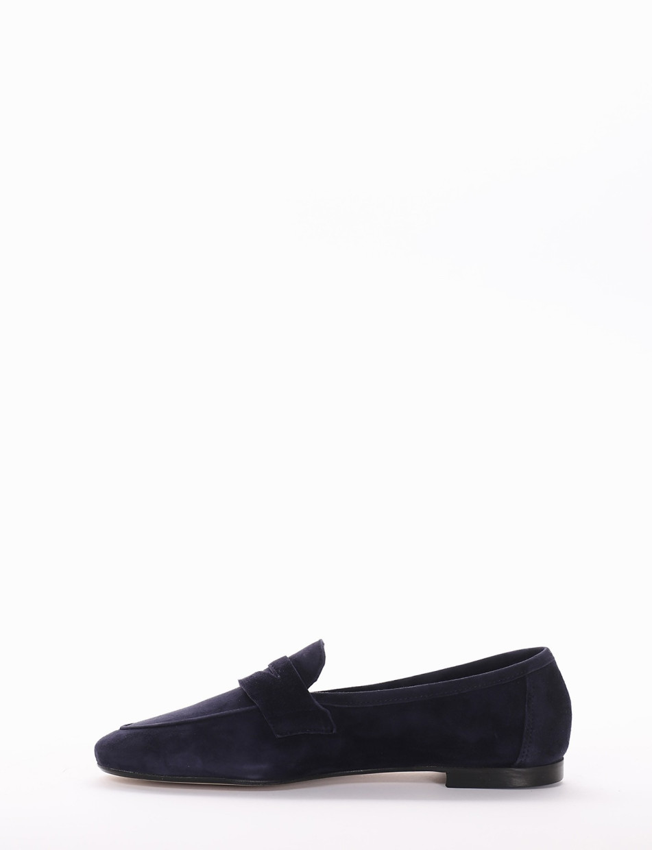 Loafers heel 1 cm blu chamois