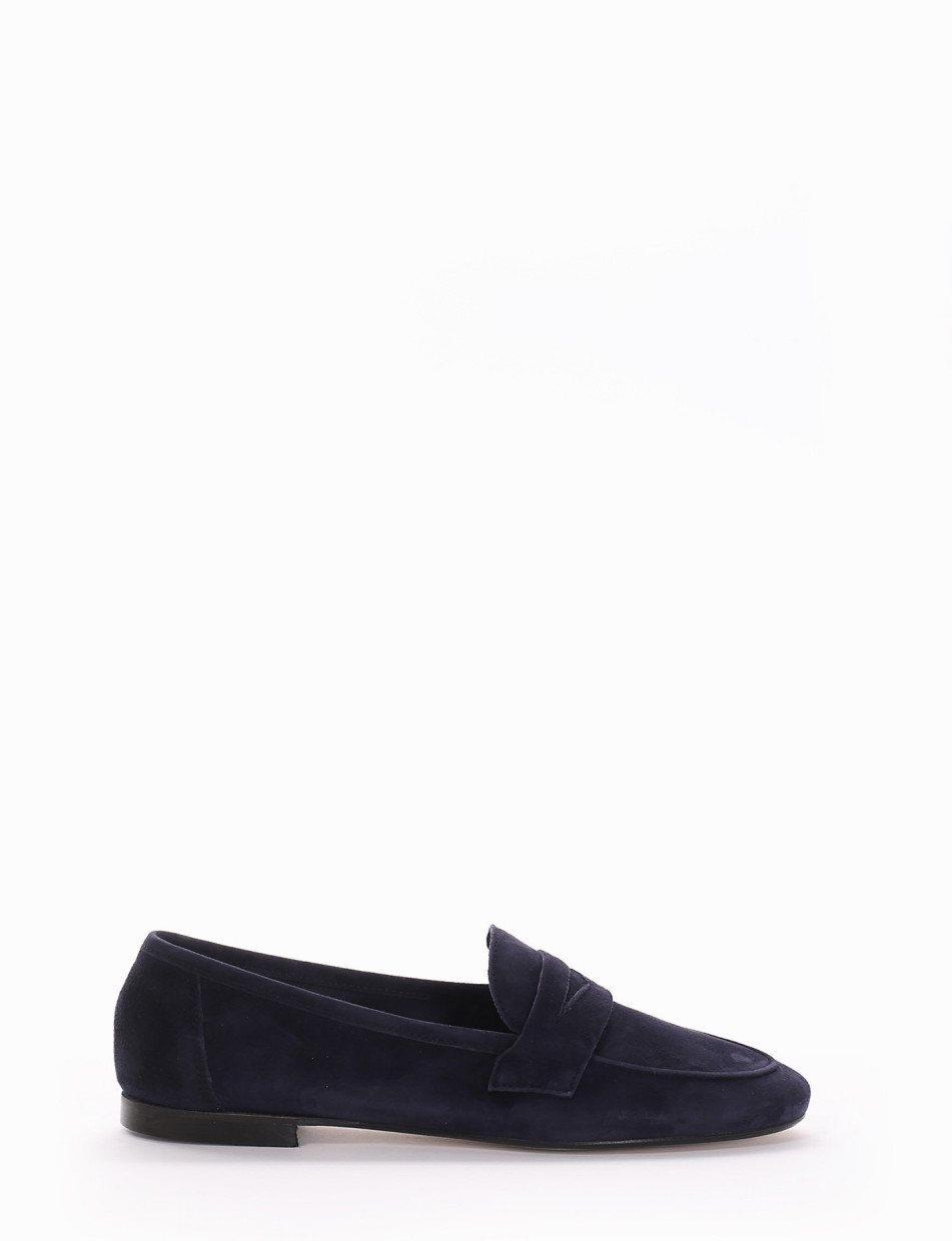 Loafers heel 1 cm blu chamois