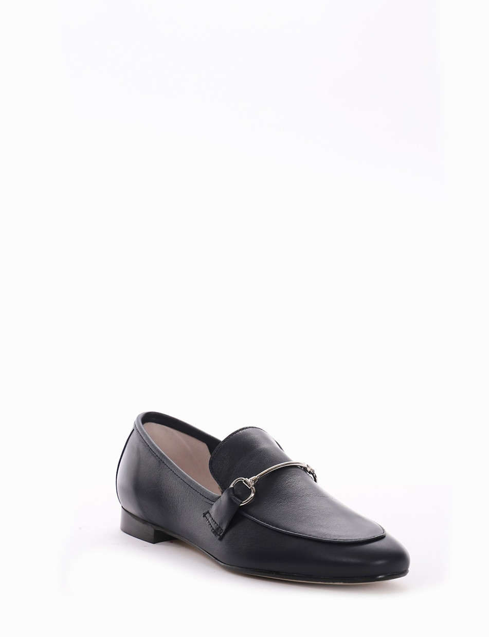 Loafers heel 2 cm blu leather