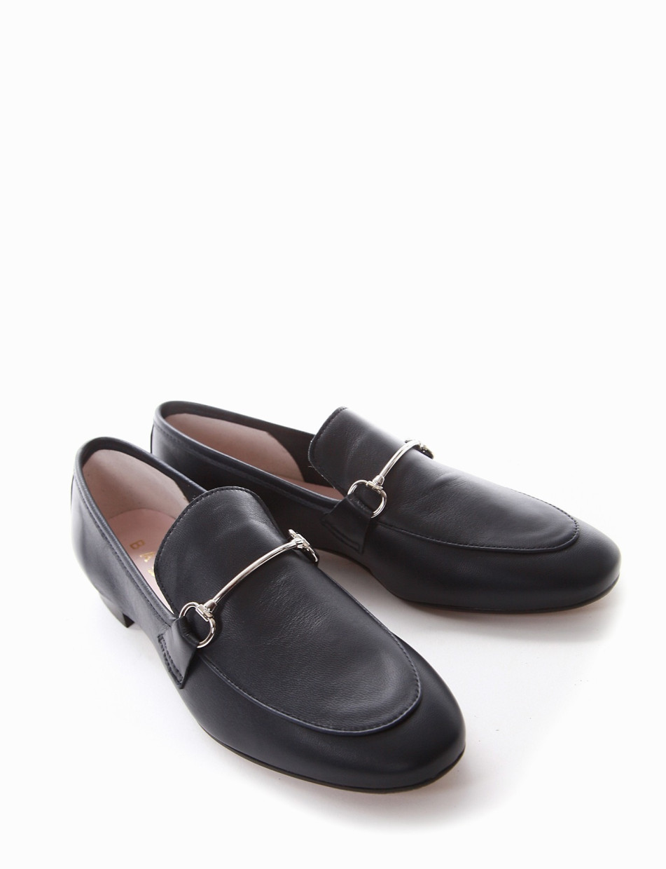 Loafers heel 2 cm blu leather