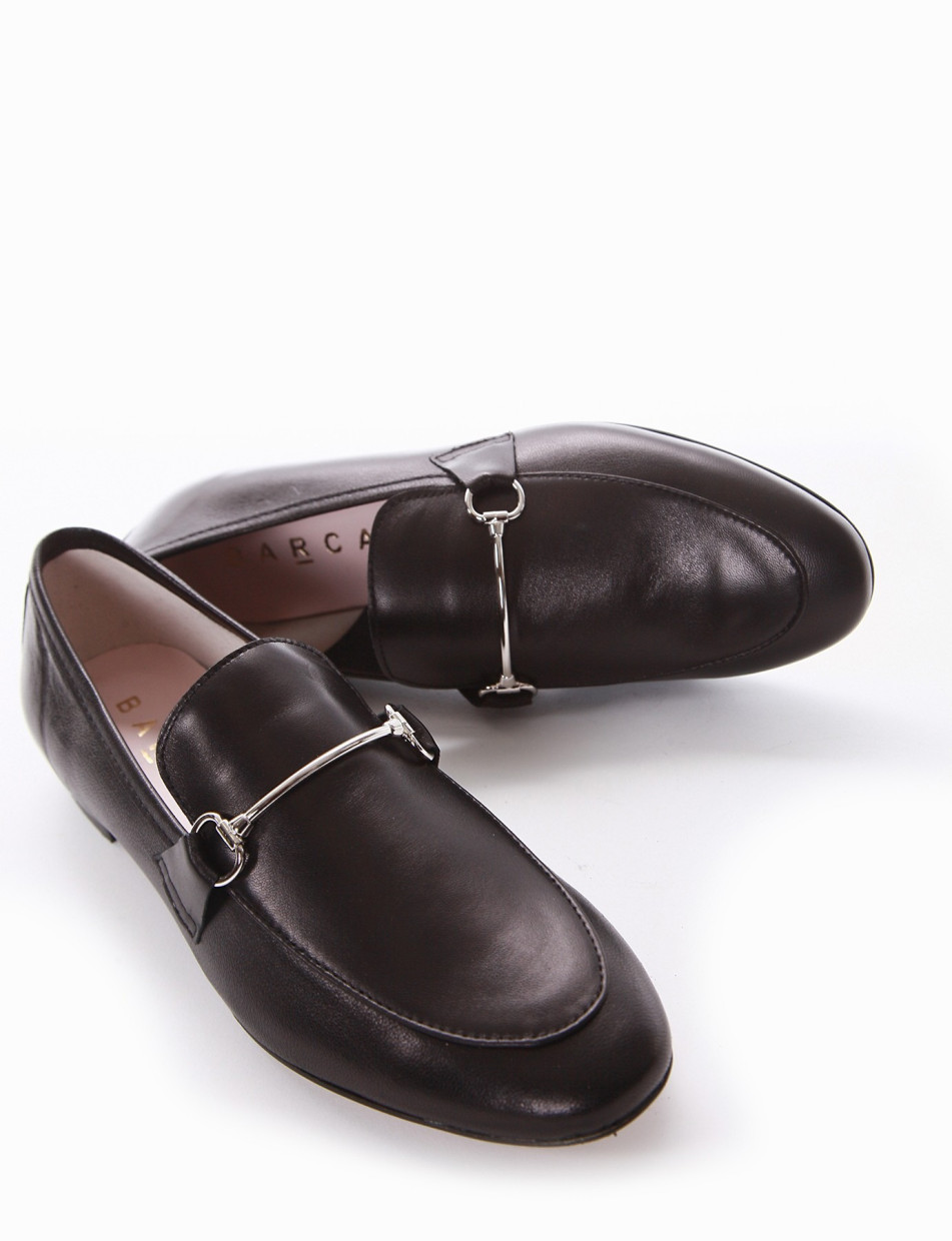 Loafers heel 2 cm black leather