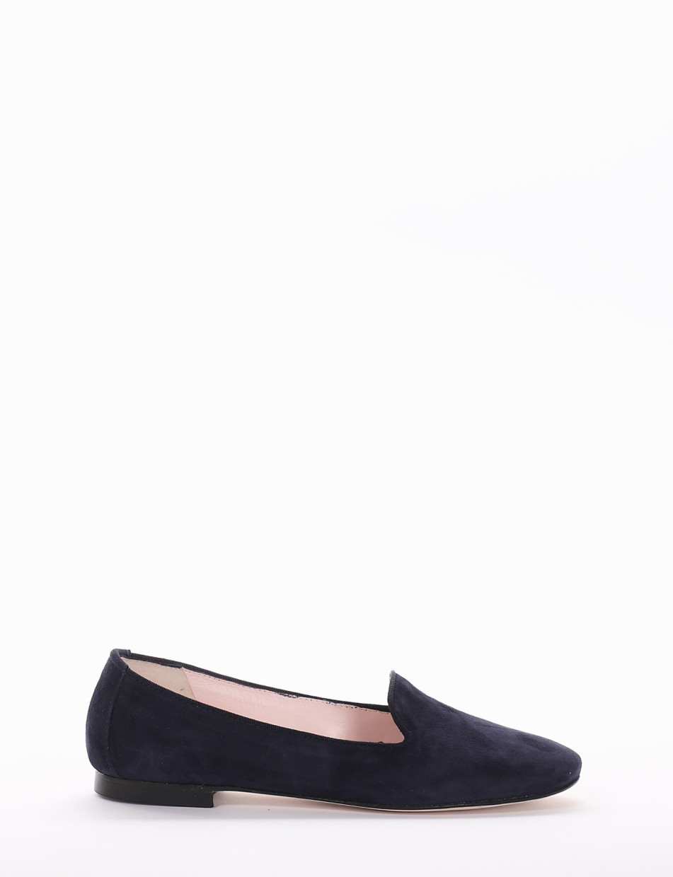 Flat shoes heel 1 cm blu chamois