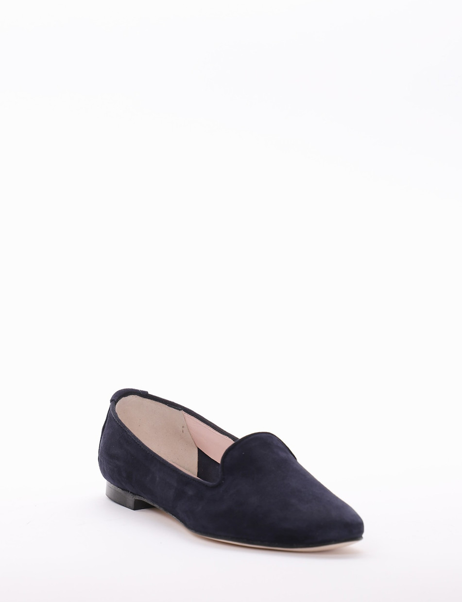 Flat shoes heel 1 cm blu chamois