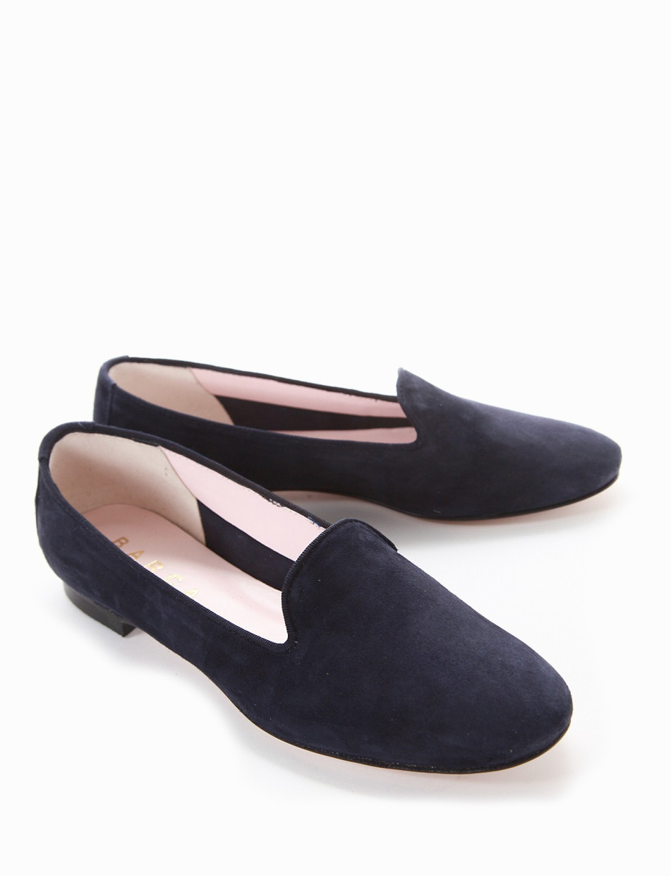 Flat shoes heel 1 cm blu chamois