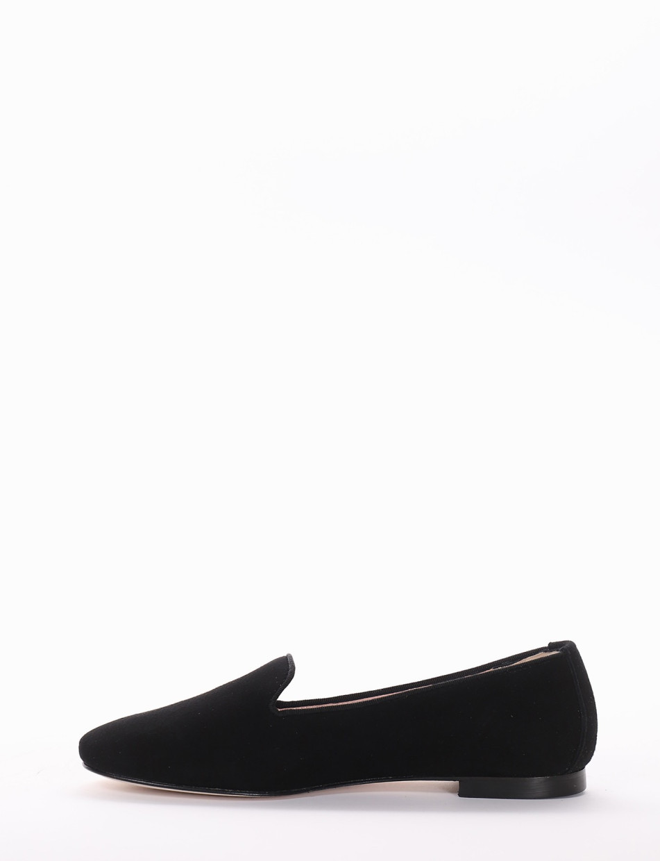 Flat shoes heel 1 cm black chamois