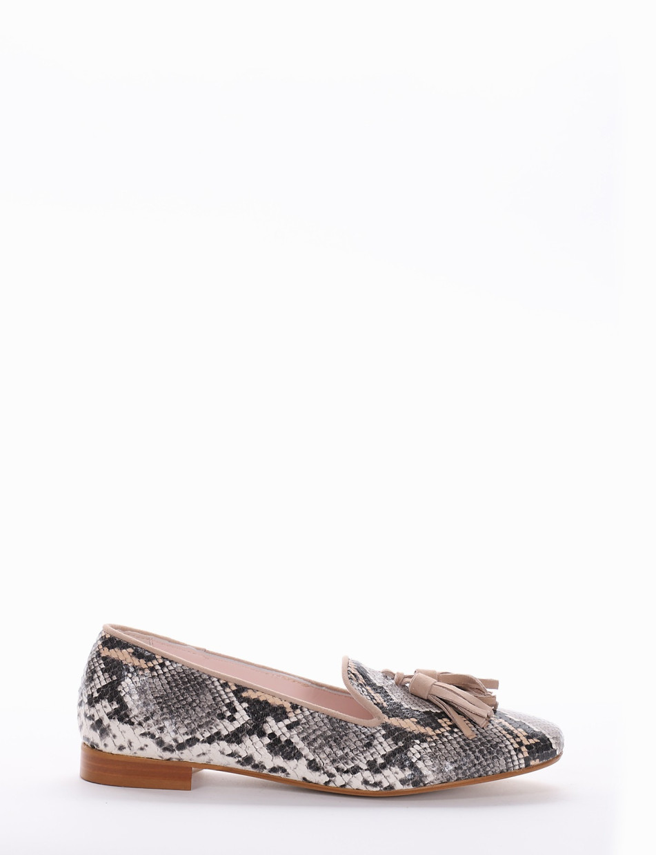 Flat shoes heel 2 cm brown python