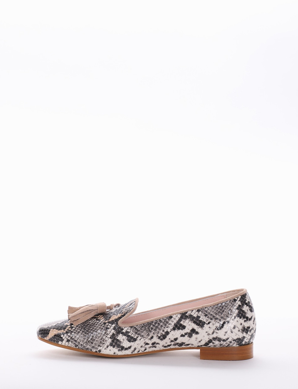 Flat shoes heel 2 cm brown python