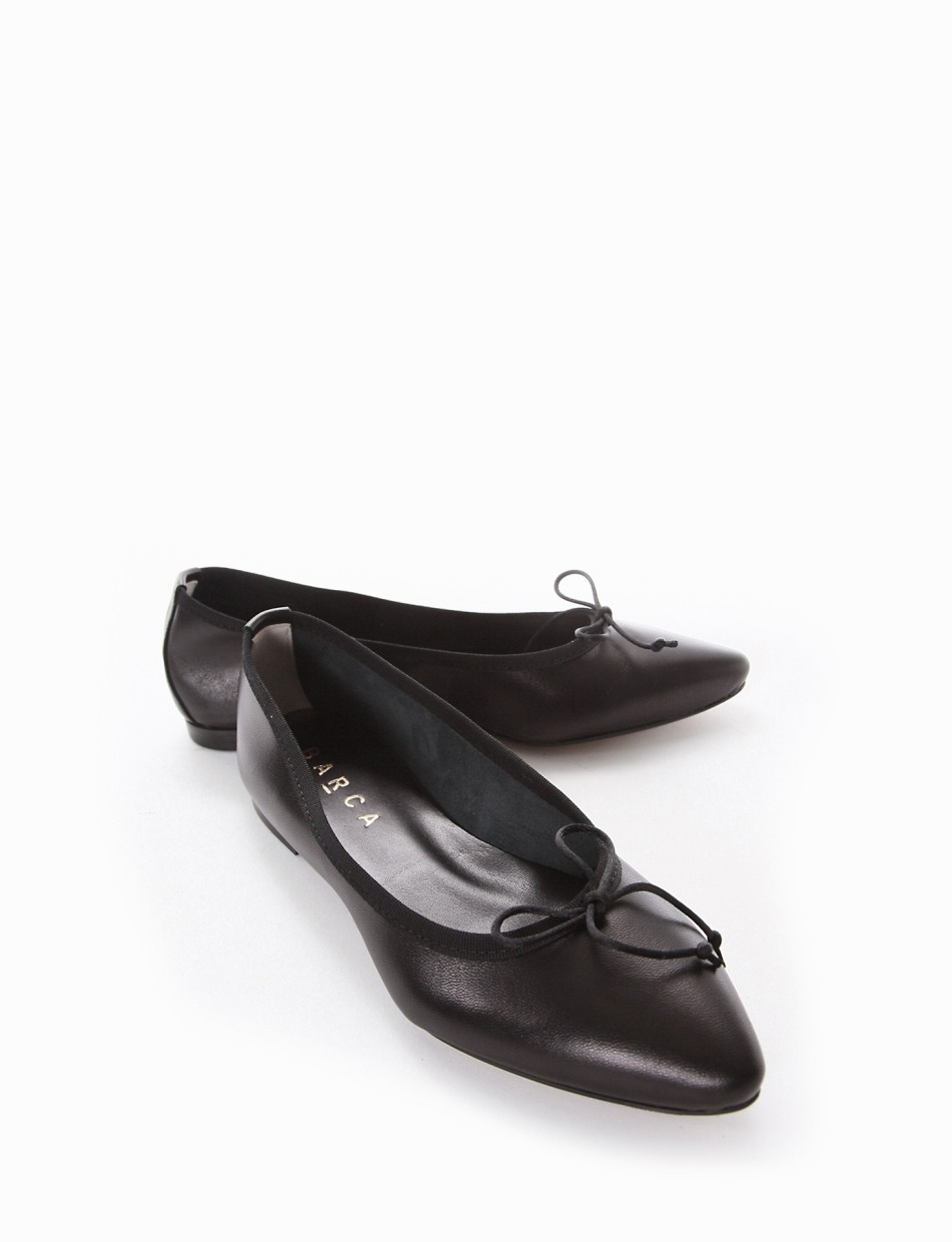 Flat shoes heel 1 cm black leather