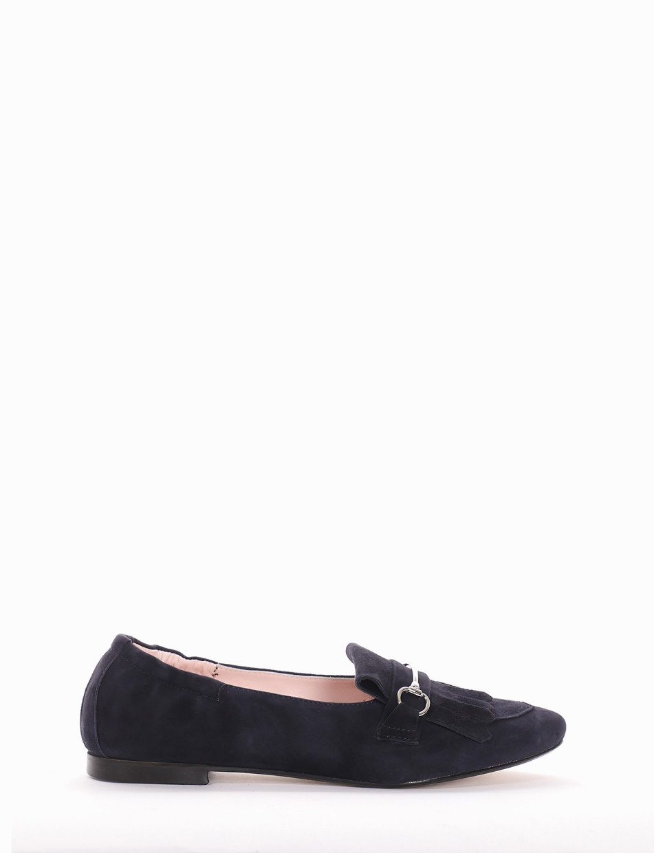 Loafers heel 1 cm blu chamois