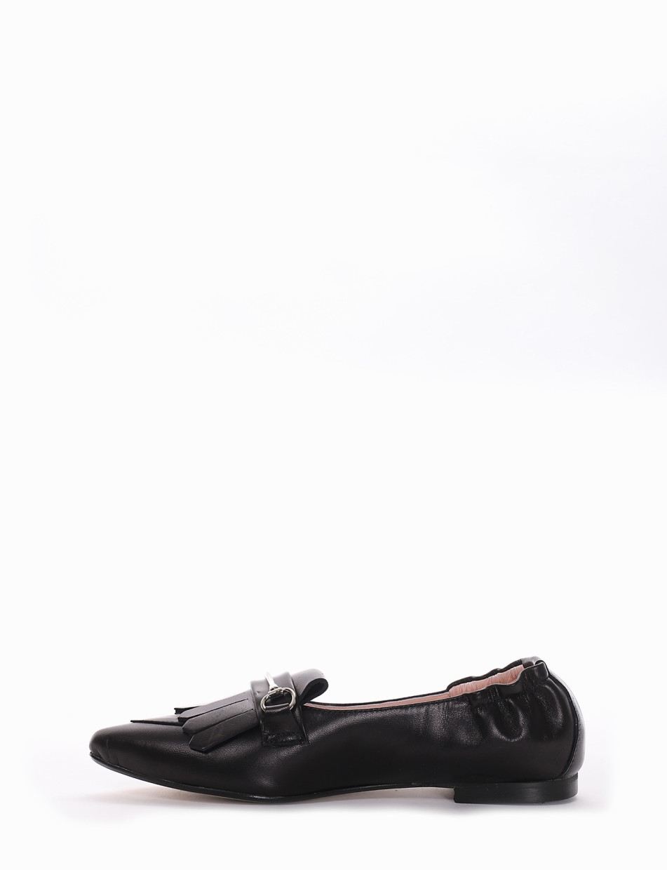 Loafers heel 1 cm black leather