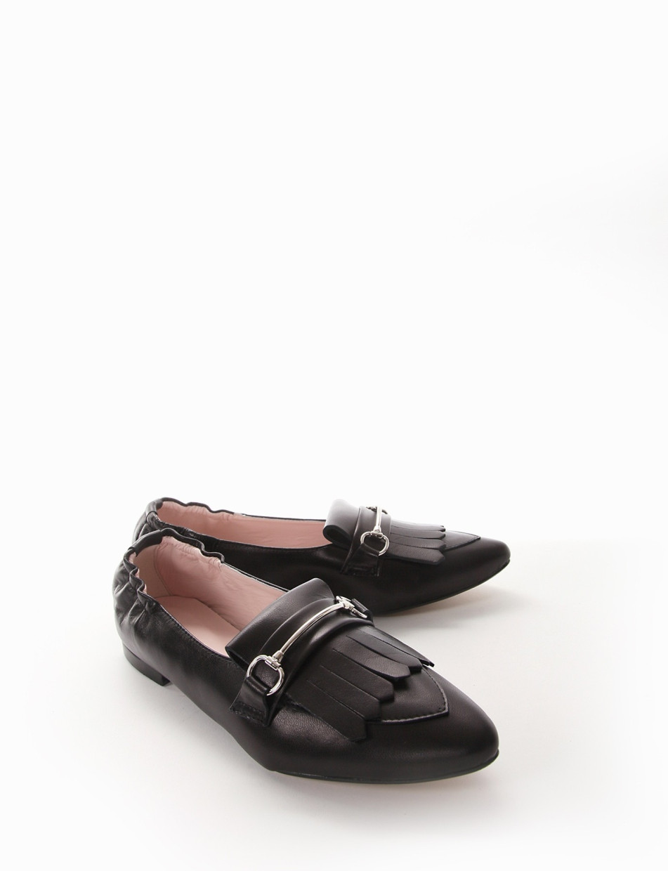 Loafers heel 1 cm black leather