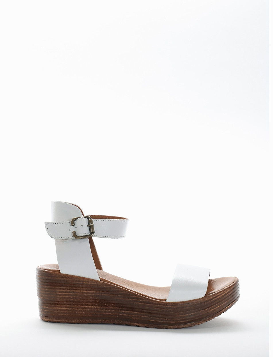 Wedge heels heel 6 cm white leather