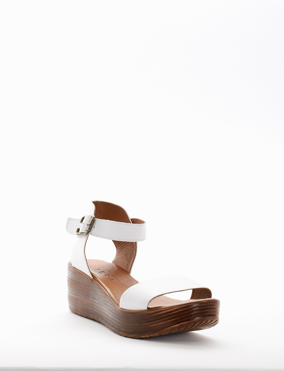 Wedge heels heel 6 cm white leather