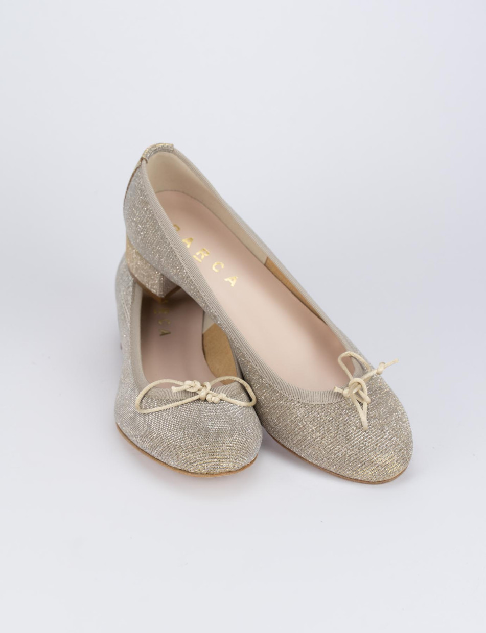 Flat shoes heel 4 cm beige tissue