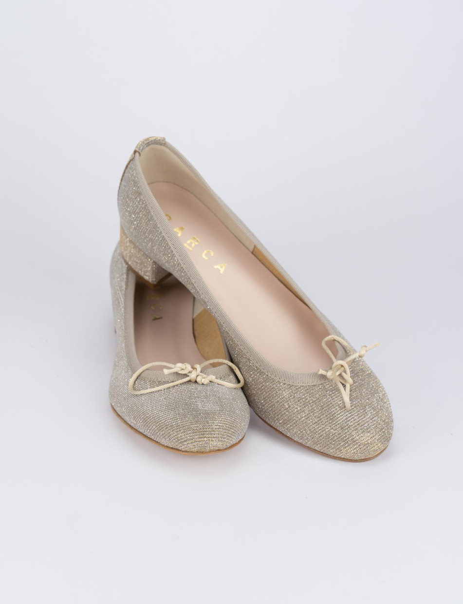 Ballerina tacco 4 cm beige tessuto