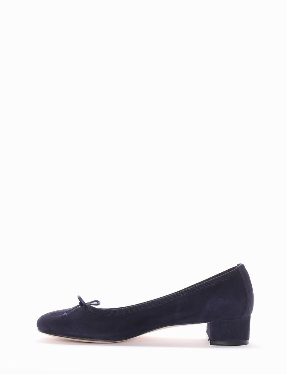 Flat shoes heel 4 cm blu chamois