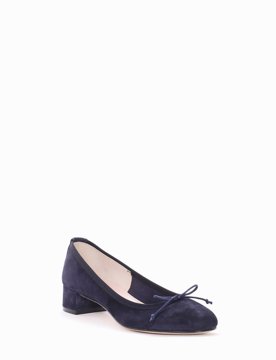 Flat shoes heel 4 cm blu chamois