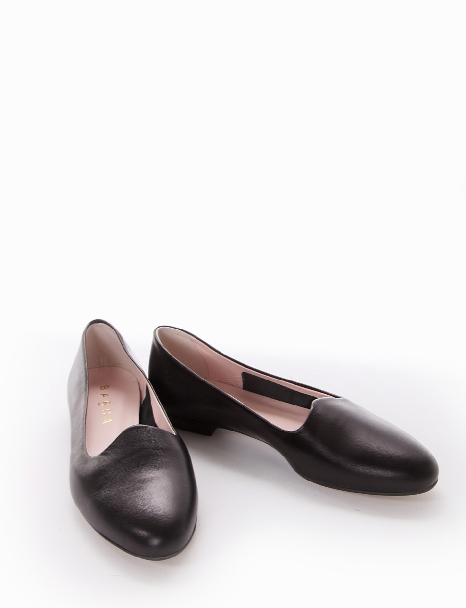 Flat shoes heel 1 cm black leather