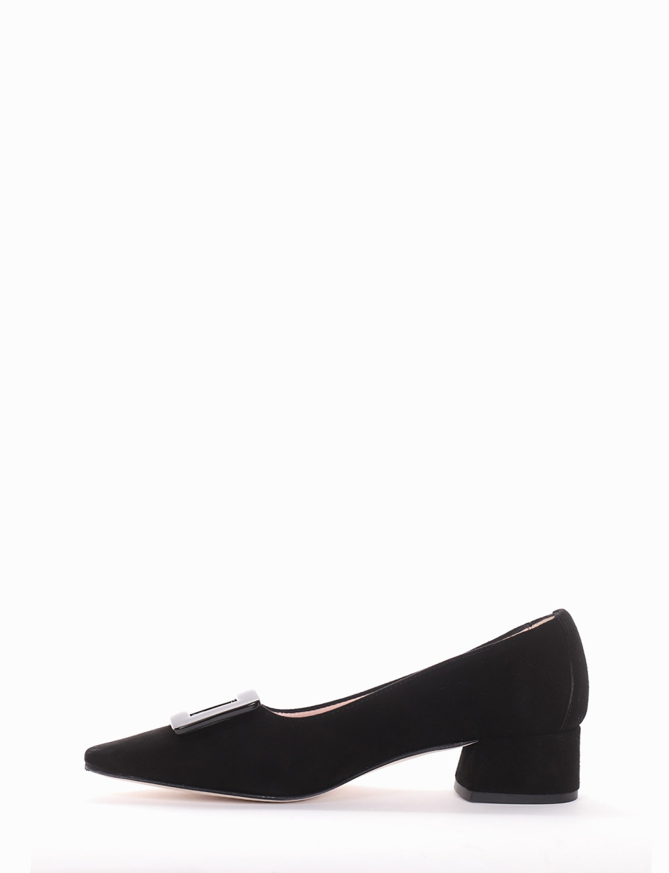 Pumps heel 3 cm black chamois