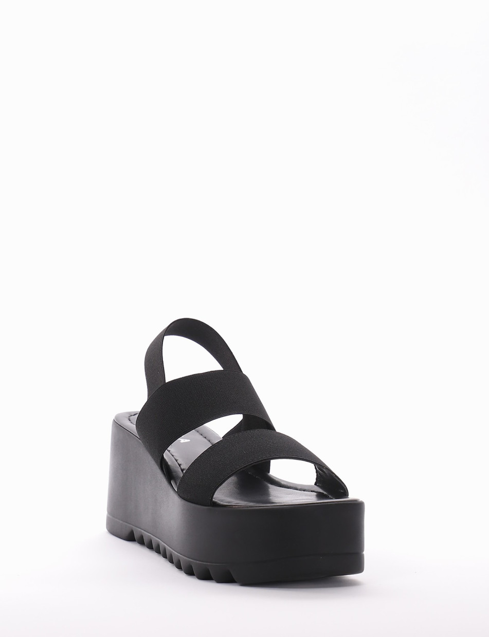 Wedge heels heel 7 cm black tissue