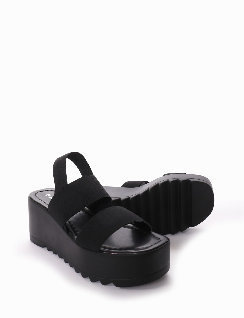Sandalo zeppa tacco 7 cm nero