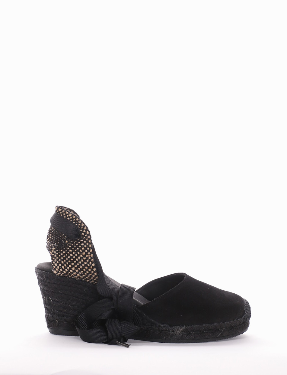 sandalo espadrilas zeppa 6 cm nero