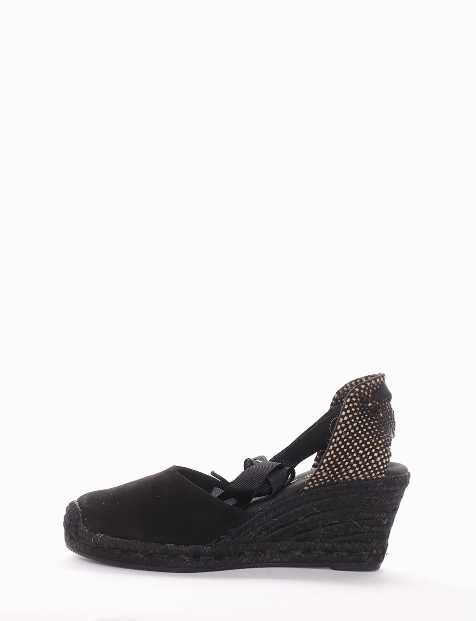 sandalo espadrilas zeppa 6 cm nero