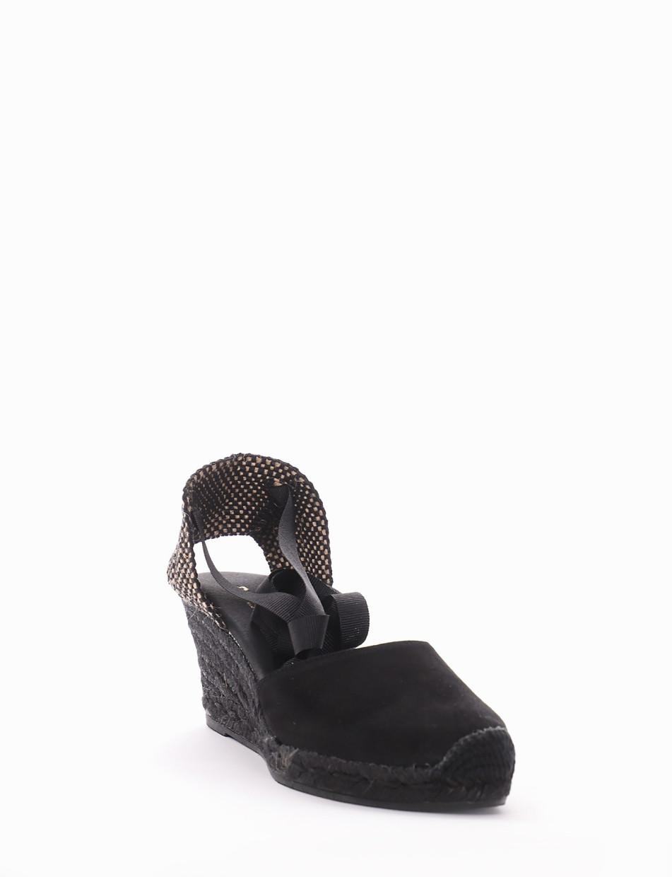 sandalo espadrilas zeppa 6 cm nero